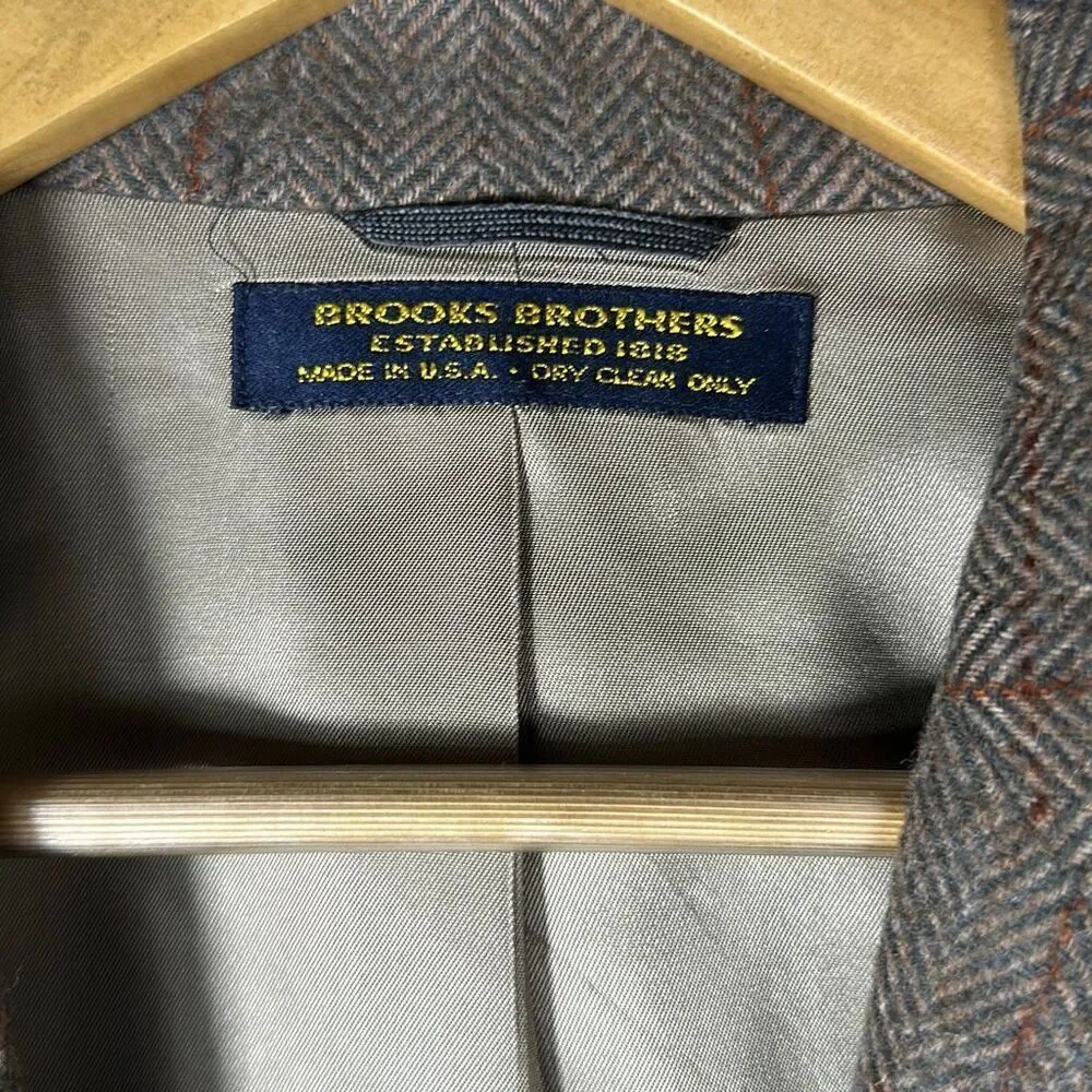 Brooks Brothers Camel Hair Blazer‎ Sport Coat Made in USA Chevron